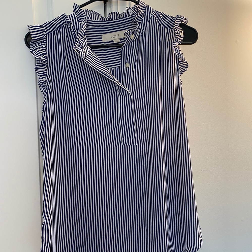 The loft blue & white stripe blouse